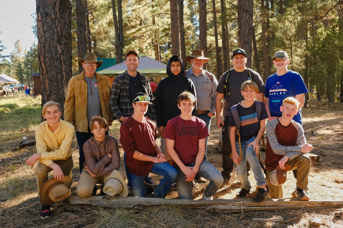 Young men hiking mountain trail